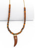 GOLD HORN PENDANT BURGUNDY/BROWN BEAD NECKLACE #HNN84312GDBR (HA6/HB6)