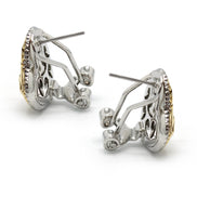 TWO TONE ENGRAVED HEART EARRINGS#11658ER