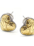 TWO TONE ENGRAVED HEART EARRINGS#11658ER