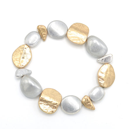 TWO TONE METAL STRETCH  BRACELET #SB22071GS