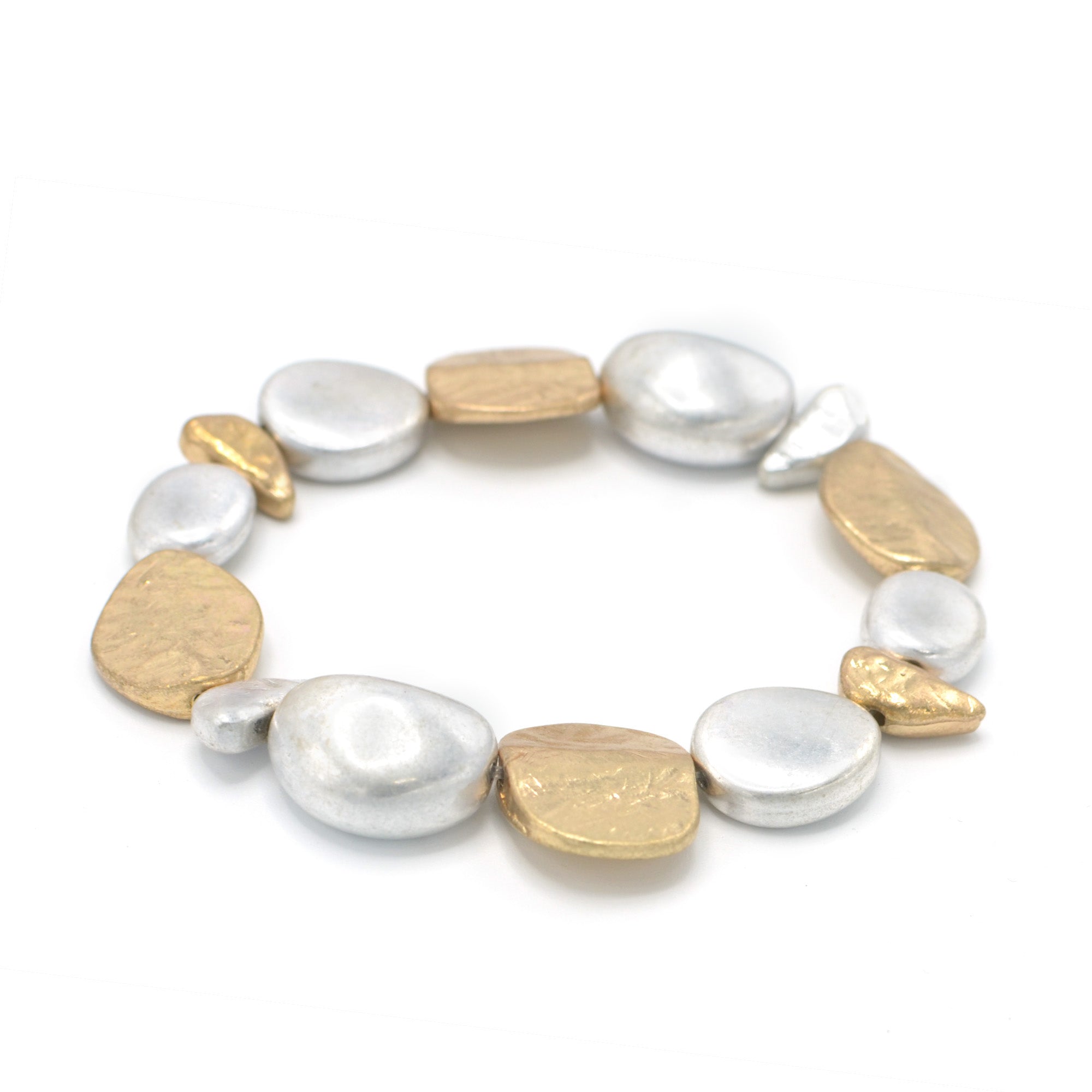 TWO TONE METAL STRETCH  BRACELET #SB22071GS
