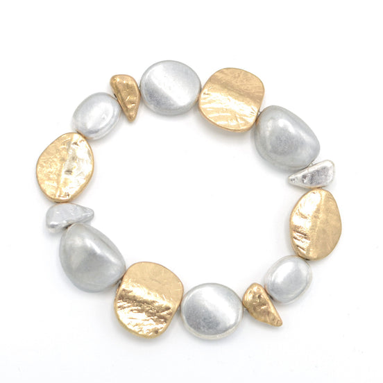 TWO TONE METAL STRETCH  BRACELET #SB22071GS