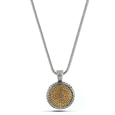 TWO TONE 1.8"INCHES PENDANT NECKLACE #42305EH  (FD10)