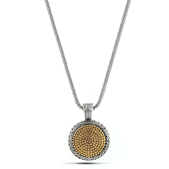 TWO TONE 1.8"INCHES PENDANT NECKLACE #42305EH  (FD10)