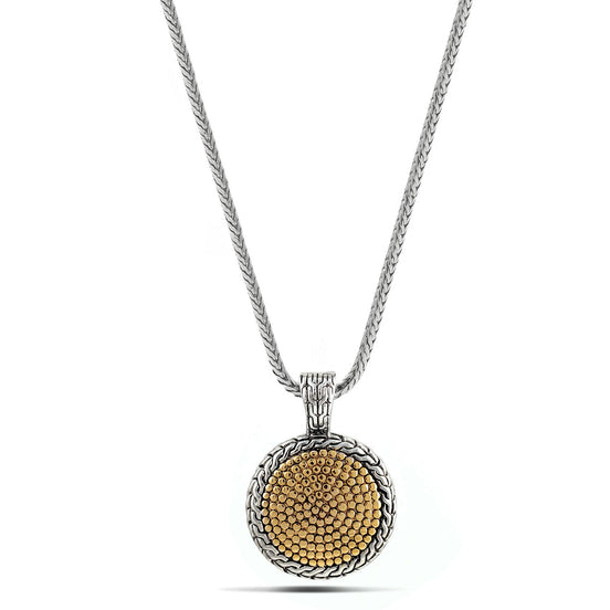 TWO TONE 1.8"INCHES PENDANT NECKLACE #42305EH  (FD10)