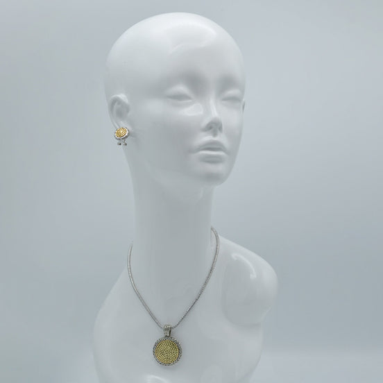 TWO TONE 1.8"INCHES PENDANT NECKLACE #42305EH  (FD10)