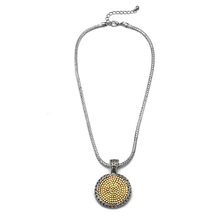 TWO TONE 1.8"INCHES PENDANT NECKLACE #42305EH  (FD10)