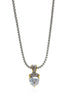 TWO TONE CLEAR CRYSTAL PENDANT NECKLACE #4112EH-CL(FE15)