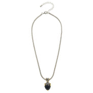 Black Heart Stone Pendant Necklace – 18