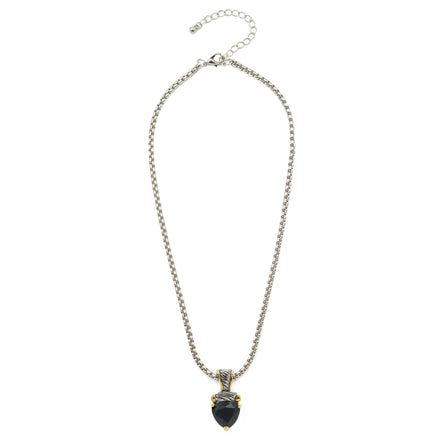 Black Heart Stone Pendant Necklace – 18" + 3" Extender#4112EHJT(FD6/FC12)
