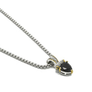 TWO TONE BLACK CRYSTAL PENDANT NECKLACE #4112EHJT(FD6/FC12)