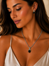 Black Heart Stone Pendant Necklace – 18" + 3" Extender#4112EHJT(FD6/FC12)