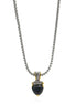 TWO TONE BLACK CRYSTAL PENDANT NECKLACE #4112EHJT(FD6/FC12)
