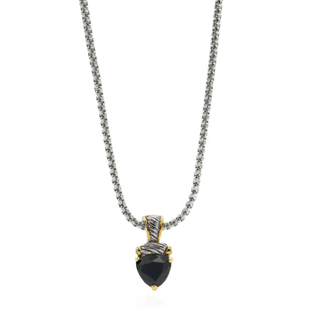 TWO TONE BLACK CRYSTAL PENDANT NECKLACE #4112EHJT(FD6/FC12)