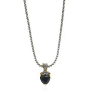 Black Heart Stone Pendant Necklace – 18