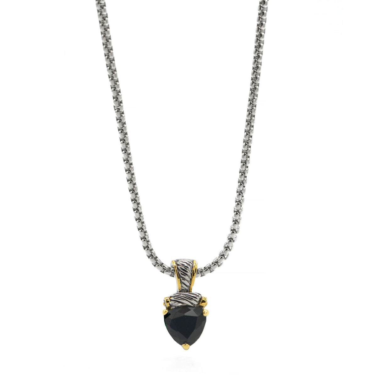 Black Heart Stone Pendant Necklace – 18