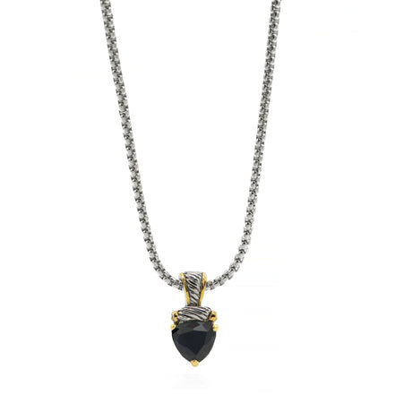 Black Heart Stone Pendant Necklace – 18" + 3" Extender#4112EHJT(FD6/FC12)
