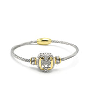 TWO TONE CLEAR CRYSTAL CLASSIC CABLE BRACELET#42269BRCL(FE27)