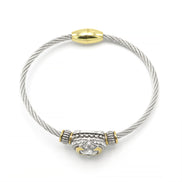TWO TONE CLEAR CRYSTAL CLASSIC CABLE BRACELET#42269BRCL(FE27)