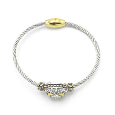 TWO TONE CLEAR CRYSTAL CLASSIC CABLE BRACELET#42269BRCL(FE27)