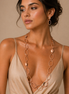 ROSE GOLD LINK NECKLACE AND EARRINGS SET #S10196RG (CF1)