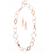ROSE GOLD LINK NECKLACE AND EARRINGS SET #S10196RG (CF1)