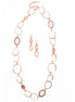 ROSE GOLD LINK NECKLACE AND EARRINGS SET #S10196RG (CF1)
