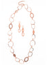 ROSE GOLD LINK NECKLACE AND EARRINGS SET #S10196RG (CF1)