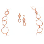 ROSE GOLD LINK NECKLACE AND EARRINGS SET #S10196RG (CF1)
