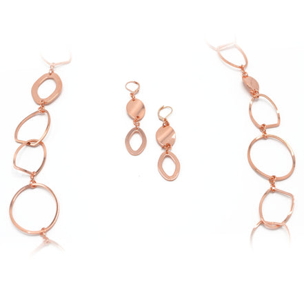 ROSE GOLD LINK NECKLACE AND EARRINGS SET #S10196RG (CF1)