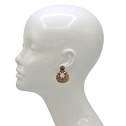 Gold Crystal Green & Coral Stud Earrings – 1.5