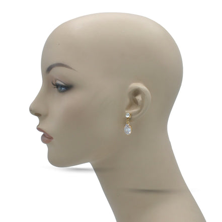 GOLD CRYSTAL TEARDROP EARRINGS #SQ3605(FD21-FF21)