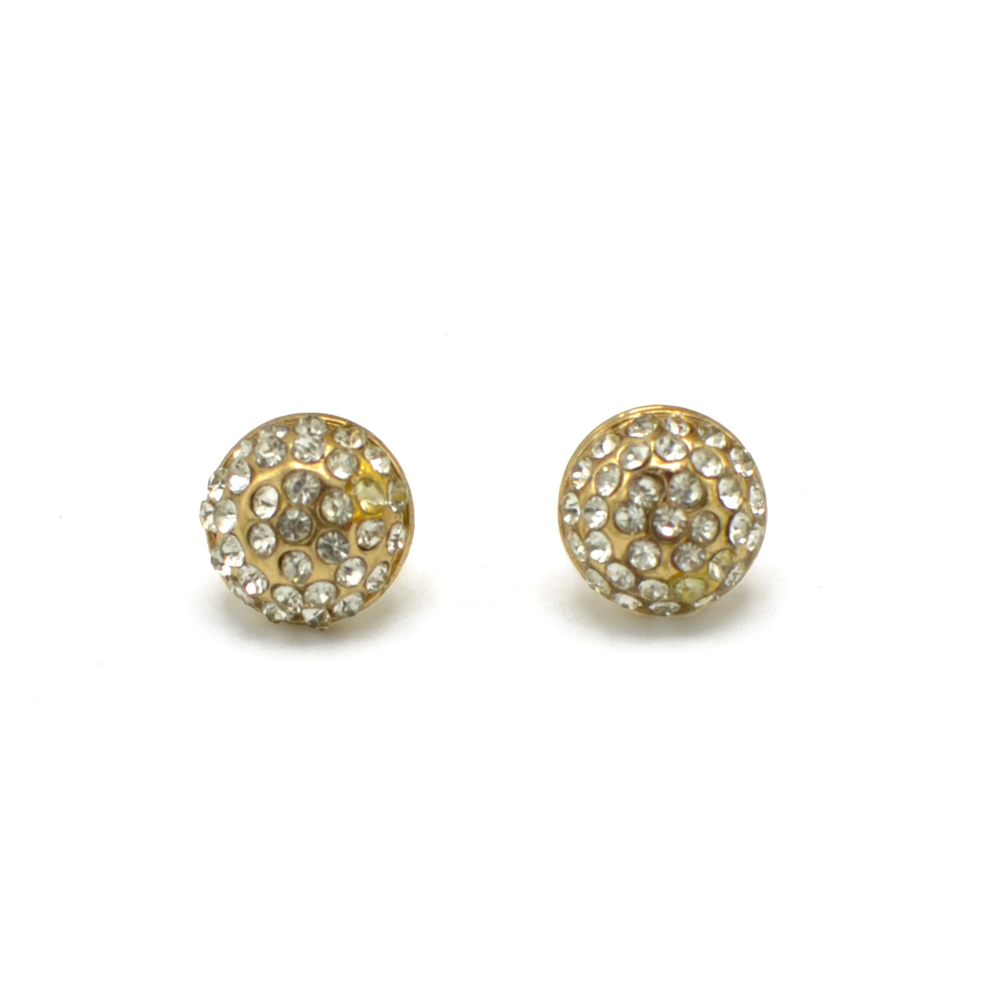 GOLD HALF A BALL RHINESTONES CRYSTAL EARRINGS # HNE86557GDCR(HG16/HG17)