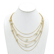 GOLD AND PEARL MULTI LAYER NECKLACE AND EARRINGS SET #SQ4118(RG19-20)