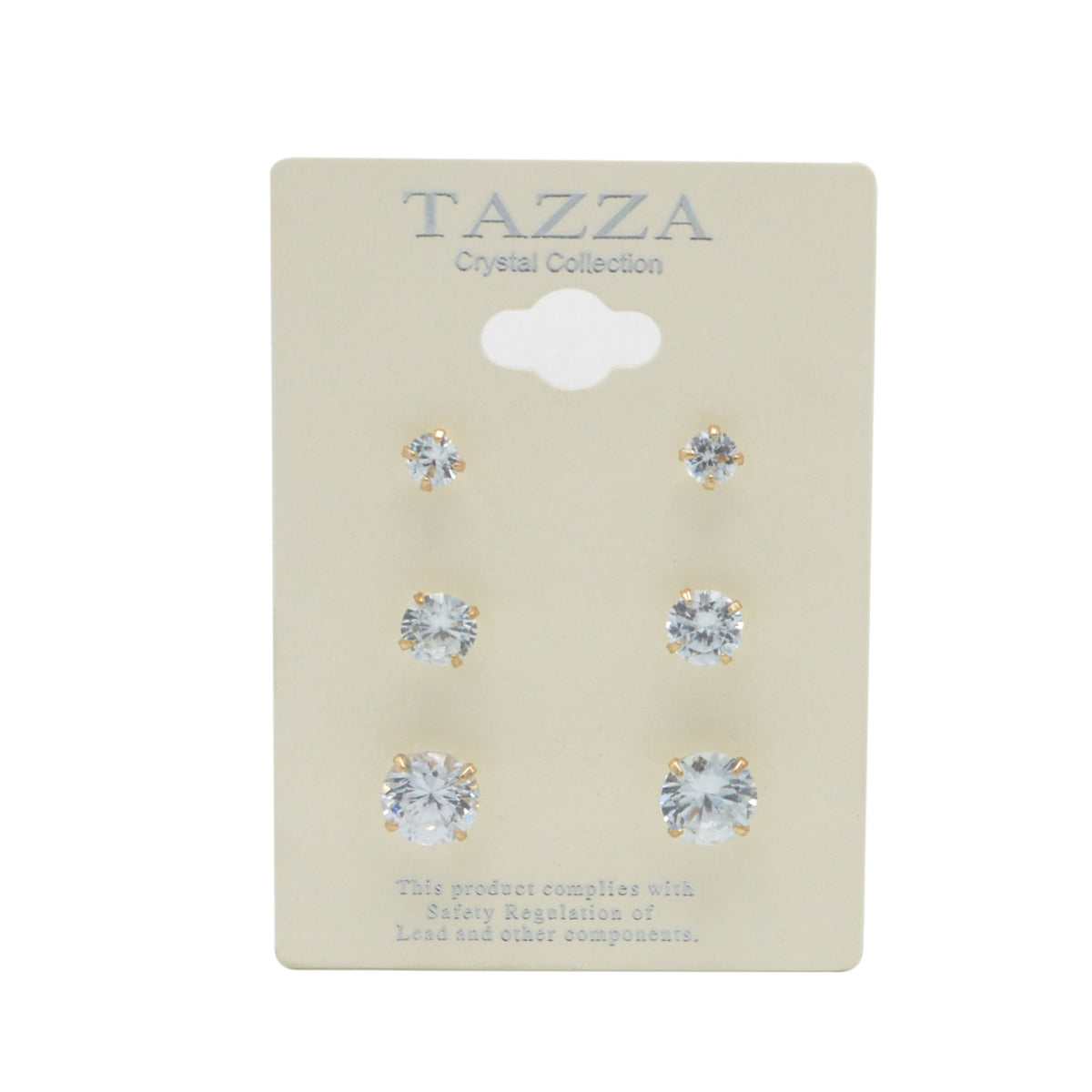 GOLD CRYSATAL GRADUATED SET OF 3 STUD EARRINGS# SQ249-JFE7425 (DC9)