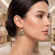 Women's Antique Gold-Tone Filigree Elephant Dangle Earrings | Vintage Boho Lucky Elephant Drop Earrings | Fashion Costume Jewelry (1.5