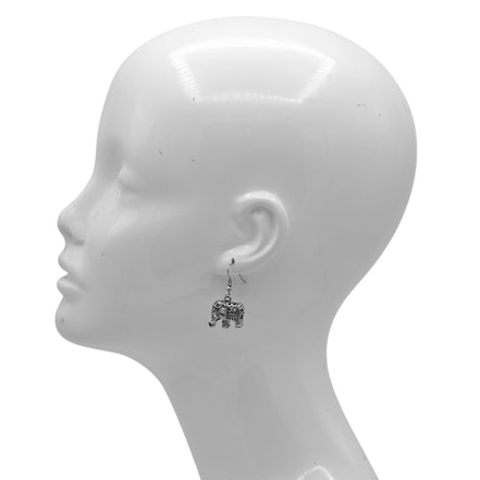 🐘 Dainty Silver Elephant Dangle Earrings (1.5")#SWR-CP5544A.SIL (SF11)