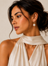 PEARL GOLD DROP EARRINGS 1"#SWR-CP4703GD(GE7)