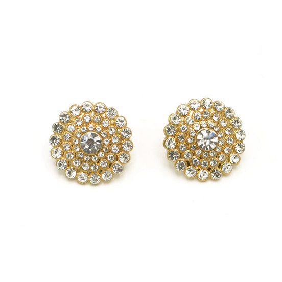 GOLD ROUND CRYSTAL EARRINGS #HNE87487
