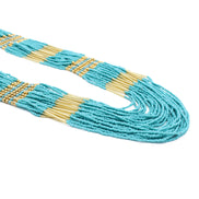GOLD TURQUOISE SEED BEAD STATEMENT NECKLACE#N2216TRQ (DF7)