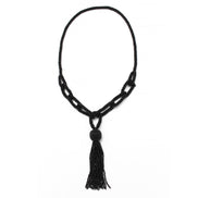 Black seed bead tassel long necklace #N2271BK(Boom Line)