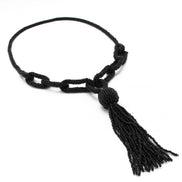 Black seed bead tassel long necklace #N2271BK(Boom Line)