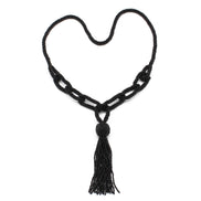 Black seed bead tassel long necklace #N2271BK(Boom Line)