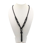 Black seed bead tassel long necklace #N2271BK(Boom Line)