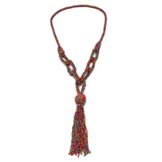 Multicolor seed bead tassel long necklace #N2271MLT(Boom side)