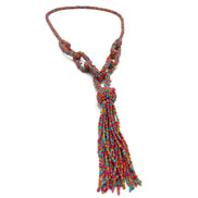 Multicolor seed bead tassel long necklace #N2271MLT(Boom side)