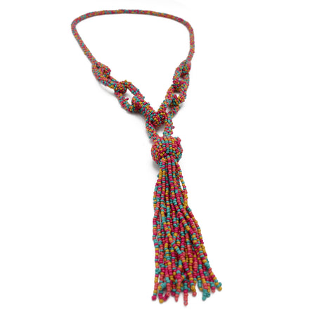 Multicolor seed bead tassel long necklace #N2271MLT(Boom side)