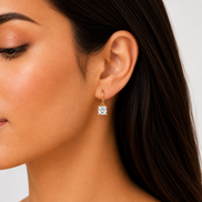 Tazza Women's Gold-Tone Princess-Cut Solitaire Leverback Drop Earrings 1