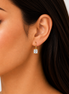 Tazza Women's Gold-Tone Princess-Cut Solitaire Leverback Drop Earrings 1" | Sparkling Square Rhinestone Dangle Earrings | Fashion Costume Jewelry#SQ787-E7715-1GCR(IA16/IB16)