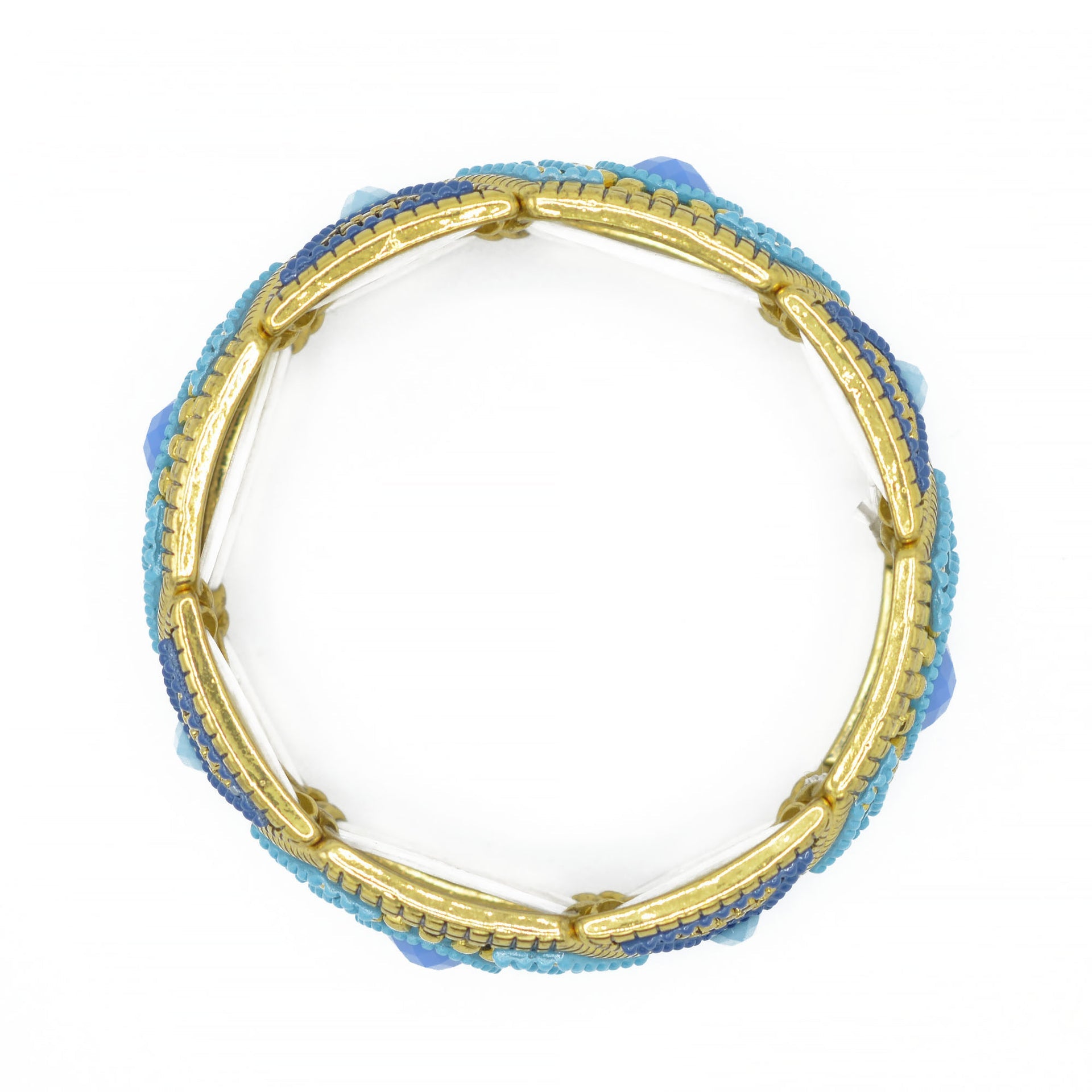 GOLD BLUE AND TURQUOISE STRETCH  BRACELET #SWR-CP6400 (SA17)